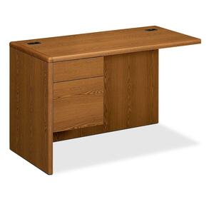 HON 10700 Series "L" Workstation Left Return - 48" Width x 24" Depth x 29.5" Height - 2 Drawer - Single Pedestal on Left Side - Waterfall Edge - Wood - Medium Oak Top