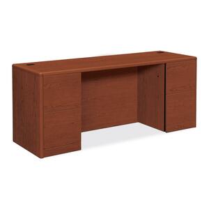 HON 10700 Series Kneespace Credenza - 72" Width x 24" Depth x 29.5" Height - 4 Drawer - Double - Waterfall Edge - Wood - Henna Cherry Top