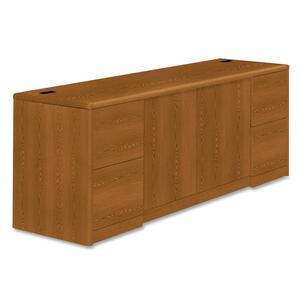 HON 10700 Series Credenza with Doors & File Pedestals - 72" Width x 24" Depth x 29.5" Height - 4 Drawer - 2 Door - Double - Waterfall Edge - Wood - Medium Oak Top
