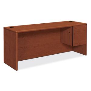 HON 10700 Series Single Right Pedestal Credenza - 72" Width x 24" Depth x 29.5" Height - 2 Drawer - Single Pedestal on Right Side - Waterfall Edge - Wood - Henna Cherry