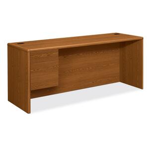 HON 10700 Series Single Left Pedestal Credenza - 72" Width x 24" Depth x 29.5" Height - 2 Drawer - Single Pedestal on Left Side - Waterfall Edge - Wood - Medium Oak