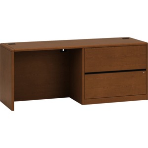 HON 10700 Series Left Pedestal Credenza with Lateral File - 72" Width x 24" Depth x 29.5" Height - Single Pedestal on Left Side - Waterfall Edge - Wood - Henna Cherry