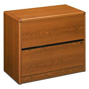 HON 10700 Series Two Drawer Lateral File - 36" Width x 20" Depth x 29.62" Height - 2 Drawer - Waterfall Edge - Wood - Medium Oak