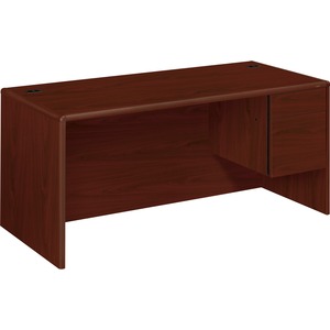 HON 10700 Series Single Pedestal Desk - 66" Width x 30" Depth x 29.5" Height - 2 Drawer - Single Pedestal on Right Side - Waterfall Edge - Wood - Mahogany