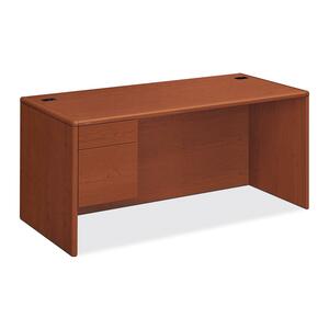 HON 10700 Series Single Pedestal Desk - 66" Width x 30" Depth x 29.5" Height - 2 Drawer - Single Pedestal on Left Side - Waterfall Edge - Wood - Henna Cherry