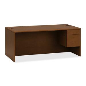HON 10700 Series Single Right Pedestal Desk - 72" Width x 36" Depth x 29.5" Height - Single Pedestal on Right Side - Waterfall Edge - Wood - Henna Cherry