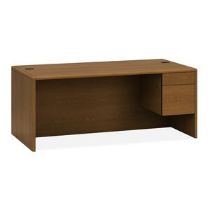 HON 10700 Series Single Right Pedestal Desk - 72" Width x 36" Depth x 29.5" Height - Single Pedestal on Right Side - Waterfall Edge - Wood - Medium Oak