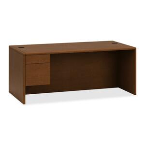 HON 10700 Series Single Left Pedestal Desk - 72" Width x 36" Depth x 29.5" Height - Single Pedestal on Left Side - Waterfall Edge - Wood - Henna Cherry