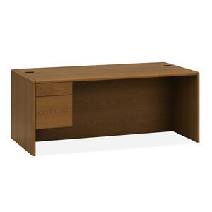 HON 10700 Series Single Left Pedestal Desk - 72" Width x 36" Depth x 29.5" Height - Single Pedestal on Left Side - Waterfall Edge - Wood - Medium Oak