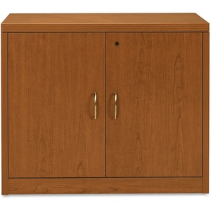 HON Valido 11500 Series Storage Cabinet With Doors - 36" Width x 20" Depth x 29.5" Height - Ribbon Edge - Particleboard - Bourbon Cherry