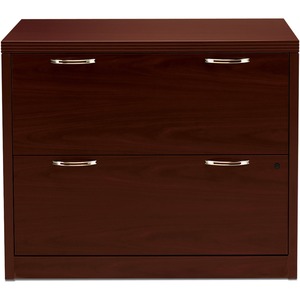 HON Valido 11500 Series Lateral File - 36" Width x 20" Depth x 29.5" Height - 2 Drawer - Ribbon Edge - Particleboard - Mahogany Top, Mahogany Frame