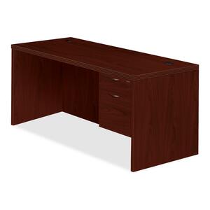 HON Valido 11500 Series Rectangle Top Right Pedestal Desk - 66" Width x 30" Depth x 29.5" Height - Single Pedestal on Right Side - Ribbon Edge - Particleboard - Mahogany Top, Mahogany Frame