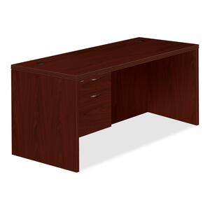 HON Valido 11500 Series Rectangle Top Left Pedestal Desk - 66" Width x 30" Depth x 29.5" Height - Single Pedestal on Left Side - Ribbon Edge - Particleboard - Mahogany Top, Mahogany Frame