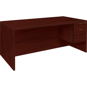 HON Valido 11500 Series Rectangle Top Right Pedestal Desk - 72" Width x 36" Depth x 29.5" Height - Single Pedestal on Right Side - Ribbon Edge - Particleboard - Mahogany Top, Mahogany Frame