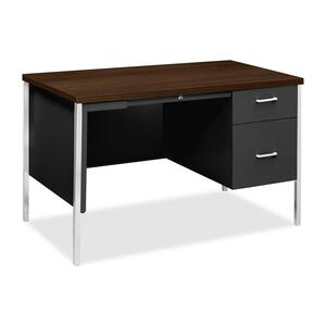 HON 34000 Series Right Pedestal Desk - 48" Width x 30" Depth x 29.5" Height - Single Pedestal on Right Side - Steel - Walnut