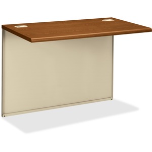 HON 38000 Series Bridge - 42" Width x 24" Depth x 29.5" Height - Radius Edge - Steel - Medium Oak Top, Putty Frame