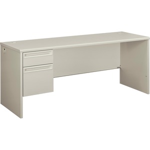 HON 38000 Series Left Pedestal Credenza - 72" Width x 24" Depth x 29.5" Height - 2 Drawer - Single Pedestal on Left Side - Radius Edge - Steel - Light Gray Top, Light Gray Frame