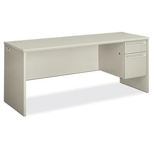 HON 38000 Series Right Pedestal Credenza - 72" Width x 24" Depth x 29.5" Height - 2 Drawer - Single Pedestal on Right Side - Radius Edge - Steel - Light Gray Top, Light Gray Frame