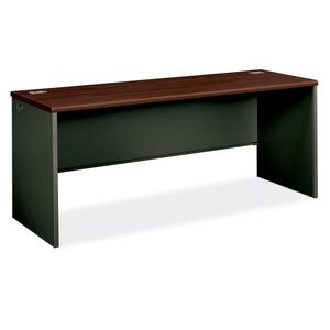 HON 38000 Series Desk Shell - 72" Width x 24" Depth x 29.5" Height - Radius Edge - Steel - Mahogany Top, Charcoal Frame