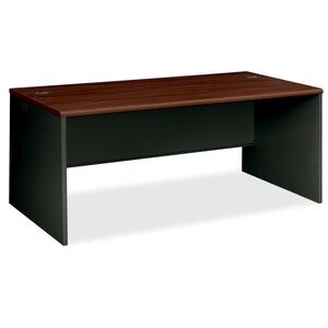 HON 38000 Series Desk Shell - 72" Width x 36" Depth x 29.5" Height - Radius Edge - Steel - Mahogany Top, Charcoal Frame