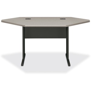 HON StationMaster 66000 Series Corner Desk - 66" Width x 36" Depth x 29.5" Height - Radius Edge - Gray Top, Charcoal Frame