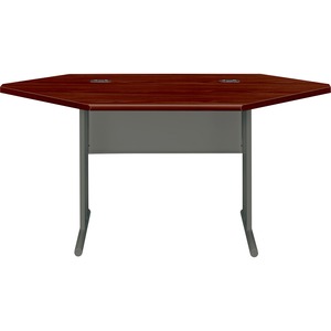 HON StationMaster 66000 Series Corner Desk - 66" Width x 36" Depth x 29.5" Height - Radius Edge - Mahogany Top, Charcoal Frame