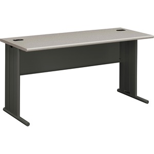 HON StationMaster 66000 Series Desk - 60" Width x 24" Depth x 29.5" Height - Radius Edge - Gray Top, Charcoal Frame