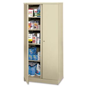 HON Easy-To-Assemble Storage Cabinet - 36" x 18" x 78" - Steel - 4 x Shelf(ves) - Security Lock, Leveling Glide - Putty