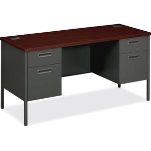 HON Metro Classic Kneespace Credenza - 2 Drawer, 2 Drawer - 24" x 60" x 29.5" - Steel - Mahogany