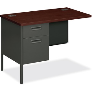 HON Metro Classic P3236LNS Steel Left Pedestal Return - 42" Width x 24" Depth x 29.5" Height - 2 Drawer - Single Pedestal on Left Side - Steel - Mahogany Top, Charcoal Frame