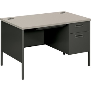 HON Metro Classic Single Pedestal Desk - 1 Pedestal x 29.5" - Steel - Charcoal
