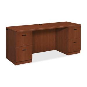 HON Park Avenue Kneespace Credenza with Black Bar Handle - 72" Width x 24" Depth x 29.5" Height - Double - Beaded Edge - Wood - Henna Cherry