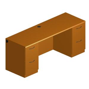 HON Park Avenue Kneespace Credenza with Black Flute Handle - 72" Width x 24" Depth x 29.5" Height - Double - Cascade Edge - Wood - Bourbon Cherry