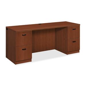 HON Park Avenue Kneespace Credenza with Black Flute Handle - 72" Width x 24" Depth x 29.5" Height - Double - Tri-oval Edge - Wood - Henna Cherry