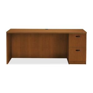 HON Park Avenue Right Pedestal Credenza with Black Flute Handle - 72" Width x 24" Depth x 29.5" Height - Single Pedestal on Right Side - Beaded Edge - Wood - Bourbon Cherry
