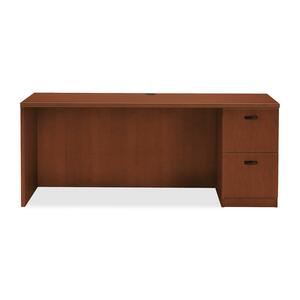 HON Park Avenue Right Pedestal Credenza with Black Flute Handle - 72" Width x 24" Depth x 29.5" Height - Single Pedestal on Right Side - Beaded Edge - Wood - Henna Cherry