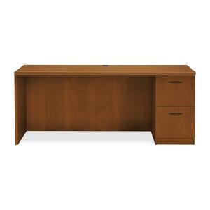HON Park Avenue Right Pedestal Credenza with Black Loop Handle - 72" Width x 24" Depth x 29.5" Height - Single Pedestal on Right Side - Tri-oval Edge - Wood - Bourbon Cherry