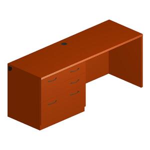 HON Park Avenue Left Credenza with Black Loop Handle - 72" Width x 24" Depth x 29.5" Height - Cascade Edge - Wood - Henna Cherry