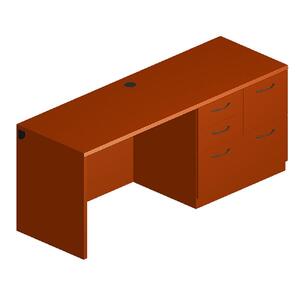 HON Park Avenue Right Credenza with Black Bar Handle - 72" Width x 24" Depth x 29.5" Height - Cascade Edge - Wood - Henna Cherry