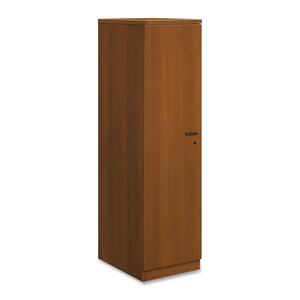 HON Park Avenue Left Hinge Wardrobe Cabinet with Black Bar Handle - 18" Width x 24" Depth x 67" Height - Beaded Edge - Wood - Bourbon Cherry
