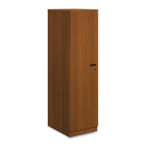 HON Park Avenue Left Hinge Wardrobe Cabinet with Black Flute Handle - 18" Width x 24" Depth x 67" Height - Beaded Edge - Wood - Bourbon Cherry