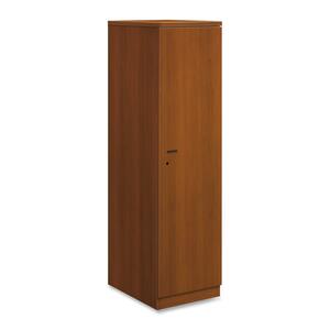 HON Park Avenue Right Hinge Wardrobe Cabinet with Black Bar Handle - 18" Width x 24" Depth x 67" Height - Beaded Edge - Wood - Bourbon Cherry