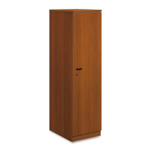 HON Park Avenue Right Hinge Wardrobe Cabinet with Black Flute Handle - 18" Width x 24" Depth x 67" Height - Beaded Edge - Wood - Bourbon Cherry