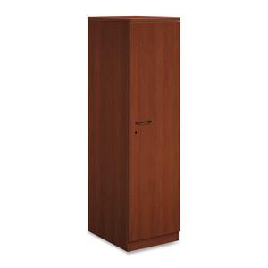 HON Park Avenue Right Hinge Wardrobe Cabinet with Black Loop Handle - 18" Width x 24" Depth x 67" Height - Beaded Edge - Wood - Henna Cherry
