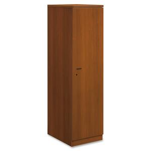 HON Park Avenue Right Hinge Wardrobe Cabinet with Black Bar Handle - 18" Width x 24" Depth x 67" Height - Cascade Edge - Wood - Bourbon Cherry