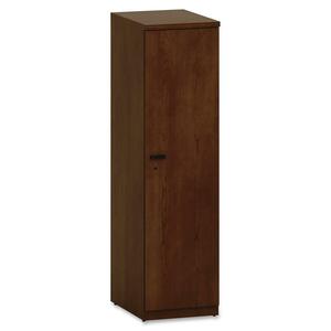 HON Park Avenue Right Hinge Wardrobe Cabinet with Black Loop Handle - 18" Width x 24" Depth x 67" Height - Cascade Edge - Wood - Henna Cherry