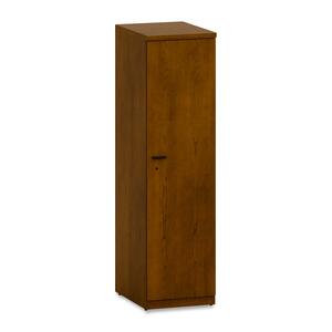 HON Park Avenue Right Hinge Wardrobe Cabinet with Black Bar Handle - 18" Width x 24" Depth x 67" Height - Tri-oval Edge - Wood - Bourbon Cherry