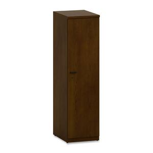 HON Park Avenue Right Hinge Wardrobe Cabinet with Black Bar Handle - 18" Width x 24" Depth x 67" Height - Tri-oval Edge - Wood - Henna Cherry