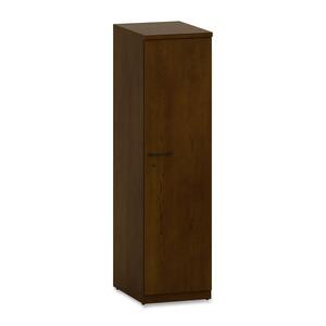 HON Park Avenue Right Hinge Wardrobe Cabinet with Black Loop Handle - 18" Width x 24" Depth x 67" Height - Tri-oval Edge - Wood - Henna Cherry