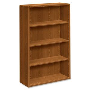 HON Sturdy Bookcase - 36" x 13" x 57" - Particleboard - 4 x Shelf(ves) - Abrasion Resistant, Stain Resistant, Warp Resistant, Stackable - Medium Oak